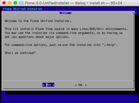 Shows installer welcome message
