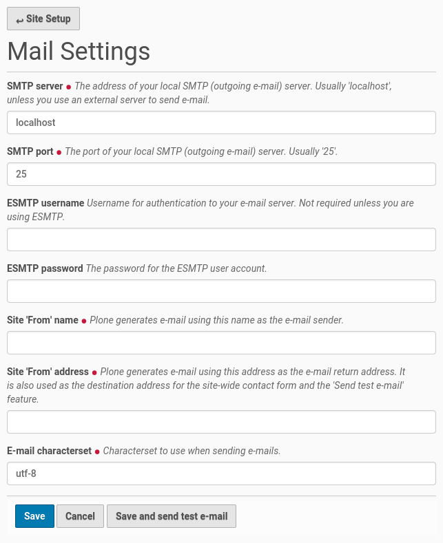 Mail setup configuration