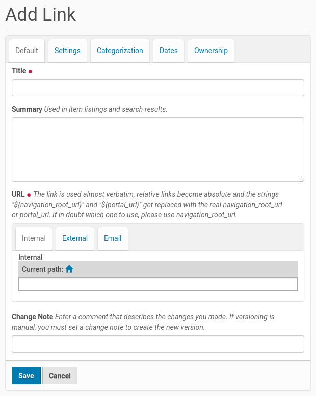 Adding links form