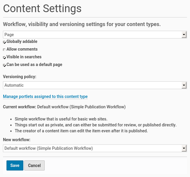 Content Page configuration