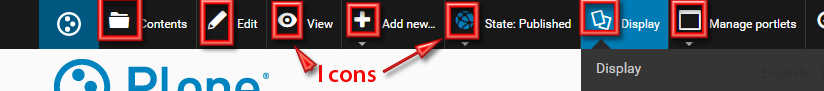 Icons used in Plone user interface