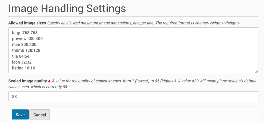 the Image Handling control panel